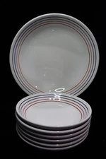 LA PRIMULA HAND PAINTED IN ITALY STONEWARE RED & BLUE RING ON WHITE 7 PASTA BOWL