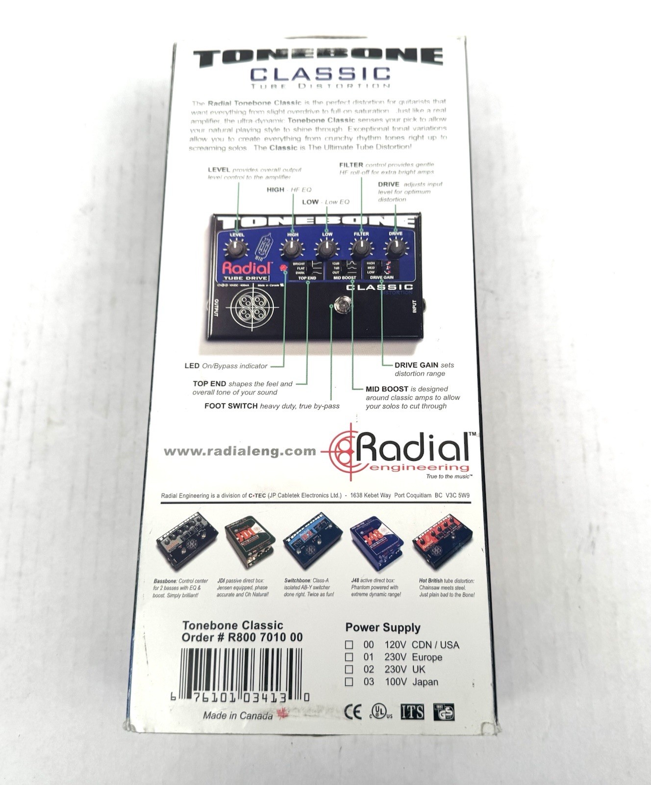 TONEBONE Radial Tube Drive Classic Distortion With Original Box!
