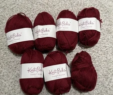 Knit Picks Comfy Worsted Yarn “pomegranate” Lot of 7 (6 New/1 Partial) 109y/50g