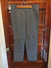 Brooks Brothers Natalie Fit Geometric Navy White Pants Womens Size 10
