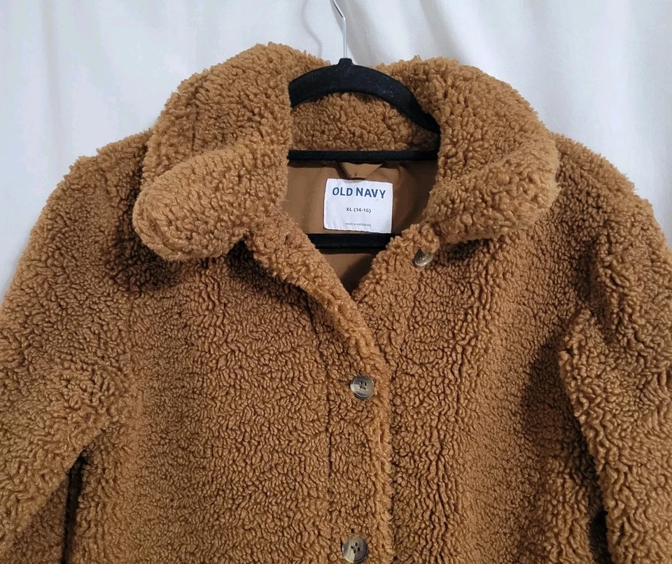 Antiguo Oso de Peluche Azul Marino Sherpa Marrón Talla XL Juniors Niñas Bolsillos con Botones  Foto 2 de 4