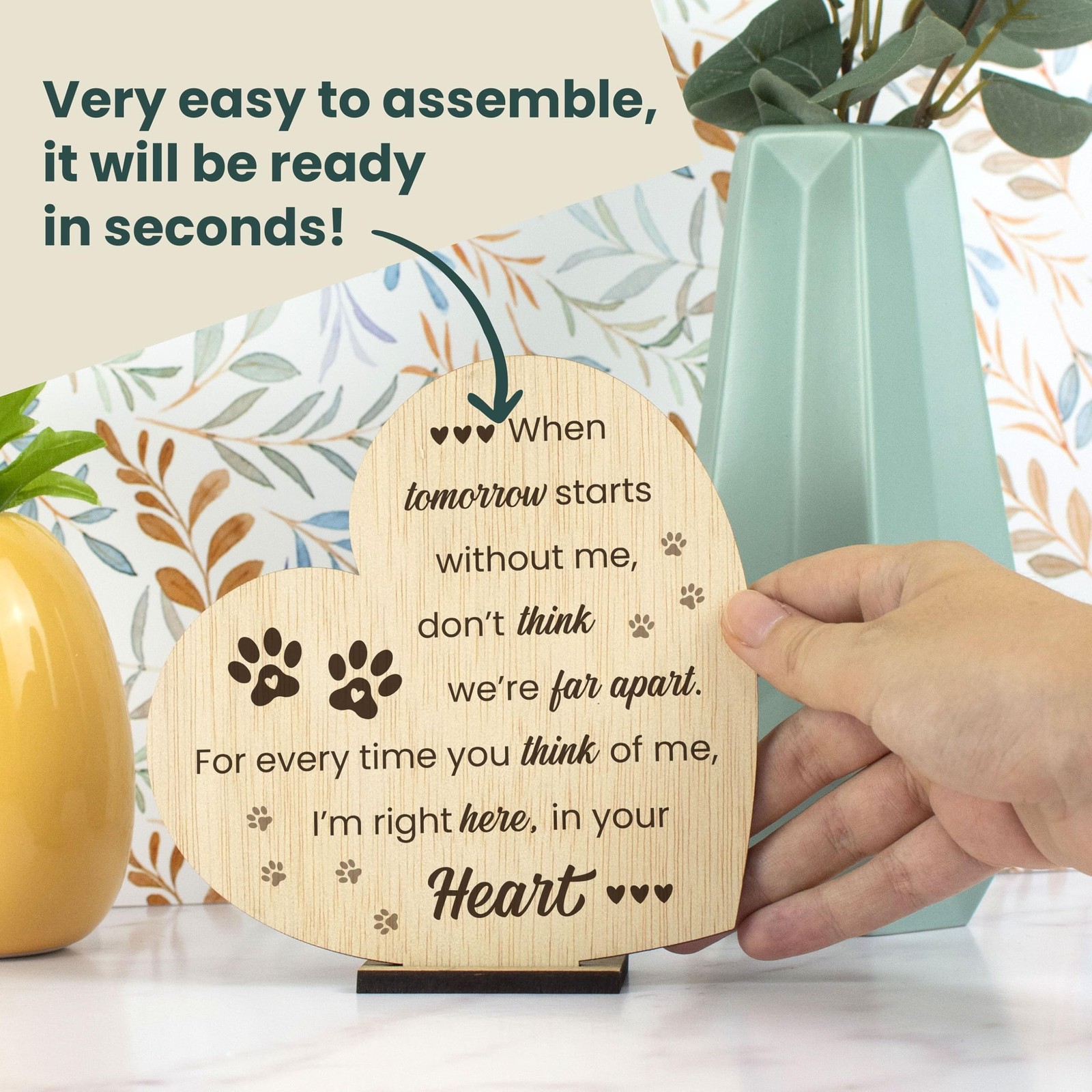 как выглядит Pet Memorial Plaque for Loss of Dog or Cat Wooden Sympathy Sign in Loving Mem... фото
