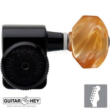 NEW Hipshot STAGGERED Tuners Fender Directrofit LOCKING HEX Amber Keys - BLACK