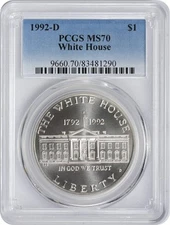 1992-D White House Commemorative Silver Dollar MS70 PCGS