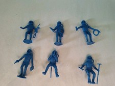 Astronaut MPC Army Men Toy Soldier plastic military figures vtg Marx Blue x 6