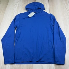 Public Rec Go To Mens Blue Stretch Lightweight Pima Cotton Pullover Hoodie Large