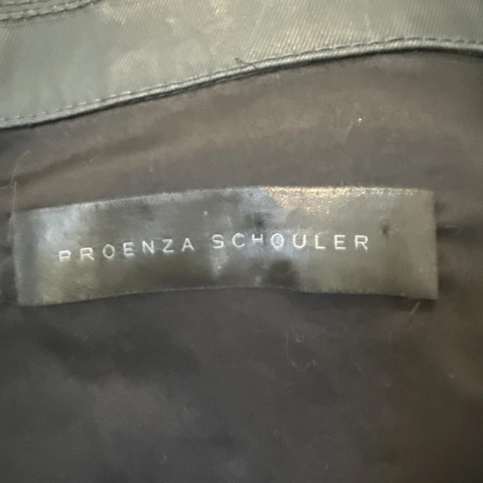 PROENZA SCHOULER Jacket Coated Cotton Cropped Asymmetric Moto Biker Edgy Size 4 - Image 4 of 4