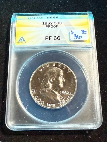 1962 FRANKLIN PROOF HALF DOLLAR  ANACS PF 66 737