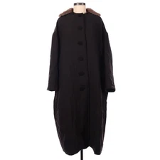 Lanvin 2006 River Collection Castor Beaver Collar Wool Blend Coat Size 40