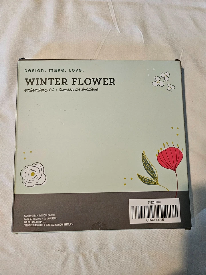 CRAFT CRUSH EMBROIDERY KIT WINTER FLOWER HOOP NEEDLES PRINTED PATTERN CANVAS NEW - Image 3 of 3