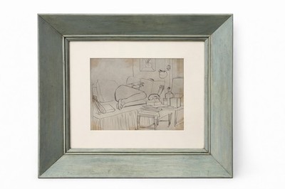 Clyde F. Seavey Sr. Original 1930s Ink Drawing Signed Mid-Century Modern