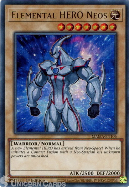 MAMA-EN106 Elemental HERO Neos : Pharaoh's Rare 1st Edition Mint YuGiOh Card