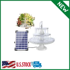3-TIER SOLAR POWERED BIRD BATH FOUNTAIN Outdoor Feeder 3.5W Solar Water Pump NEW