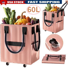 Grocery Bag on Wheel, Foldable Shopping Cart with Wheels, Suitable for Groceries