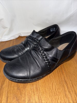 Clarks Cora Braid Womens Casual Slip On Shoe 26162128 Black Size 9.5