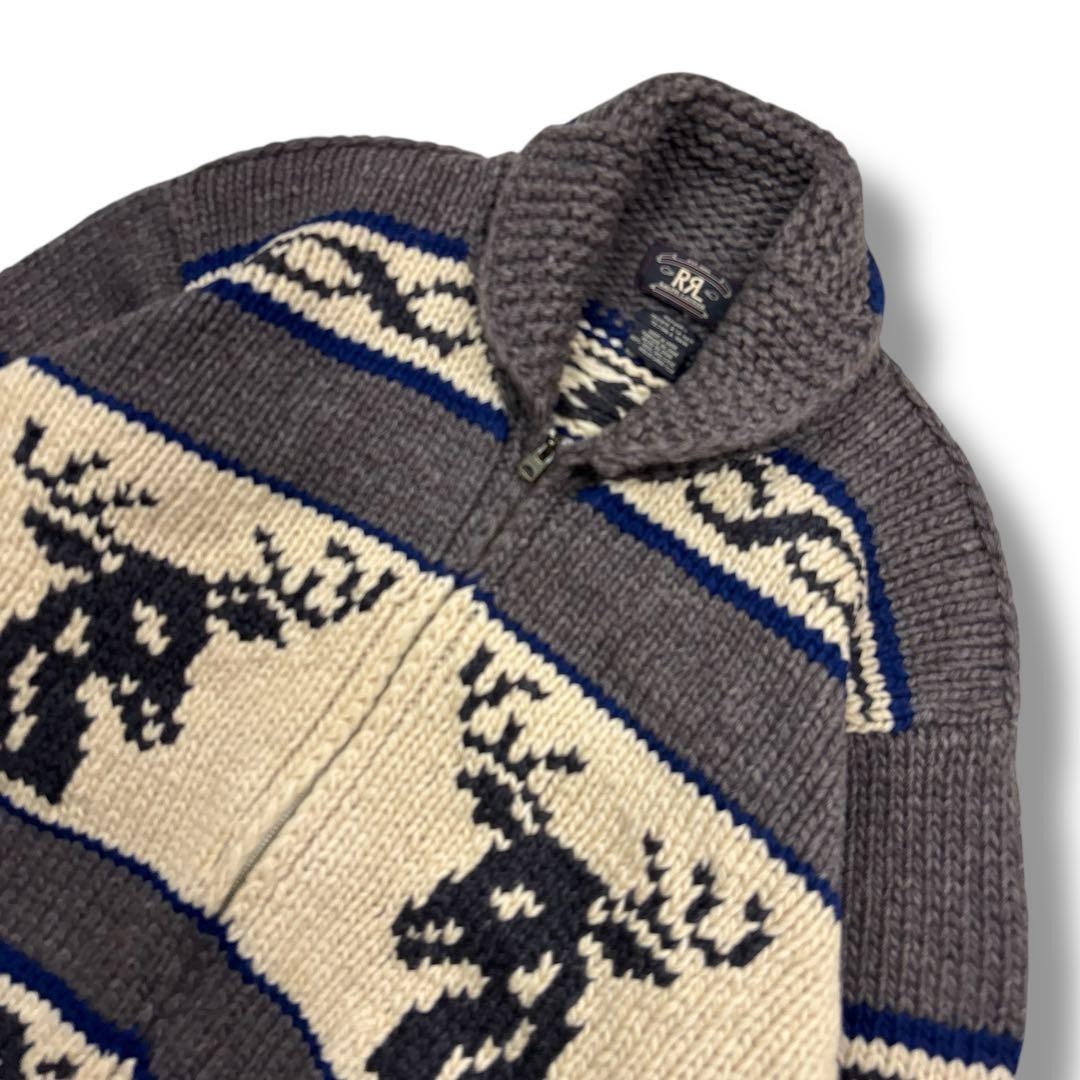 RRL Ralph Lauren 90s Hand-Knit Cowichan Wool Sweater Eagle Moose