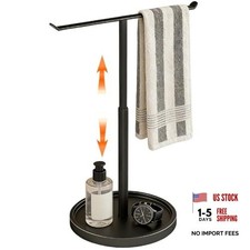 Hand Towel Holder Stand for Bathroom Countertop, Black T-Shape Towel Rack Free