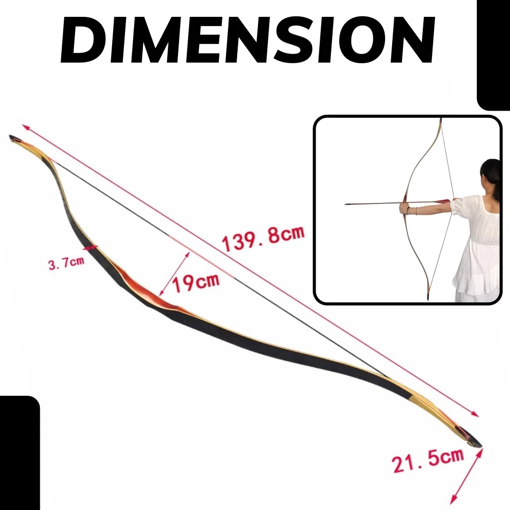Traditional 55inch Wooden Longbow 20-50lbs RH LH Archery Hunting Target Practice