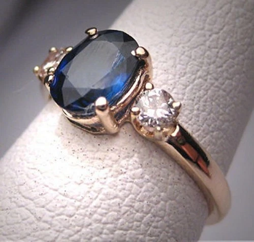 Art Deco 3.50 Ct Natural Sapphire Antique Vintage Wedding Ring 14K Rose Gold FN
