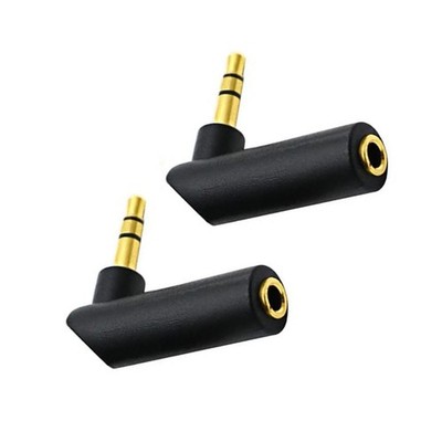 2Pcs 3.5mm Male to Female Right Angle Headphone Adapter 90 Degree AUX Jack