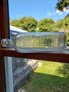Antique Embalmers Supply Co Bottle Westport CT Measured Glass Mortuary