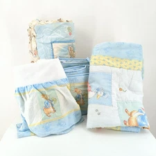 Beatrix Potter 2000 VTG Peter Rabbit Nursery Set Quilted Ruffle Comforter Bed