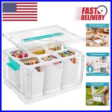 Elegant 24 QT Clear Craft Organizer with 6 Customizable Inserts for Easy Access