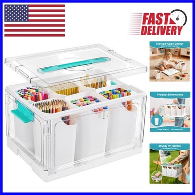 Elegant 24 QT Clear Craft Organizer with 6 Customizable Inserts for Easy Access