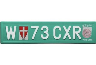 99 CENT SALE 2022 Austria Wien IMPORT/EXPORT License Plate #73 CXR No Reserve