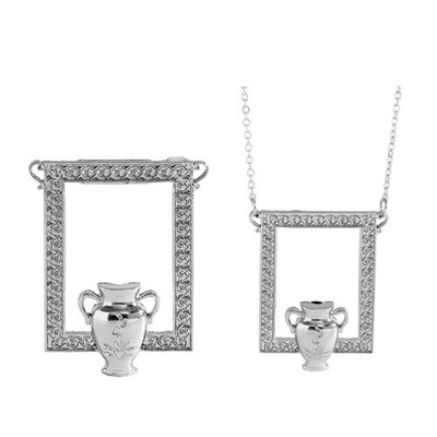 Creative Multipurpose Alloy Locket Necklace Flower Vase Shape Unqiue Brooch