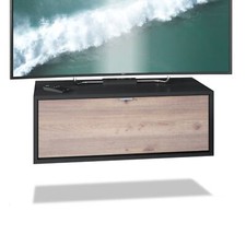 Lowboard TV Board Hängeschrank Lana 80 in Schwarz matt - Hochglanz & Naturdekor