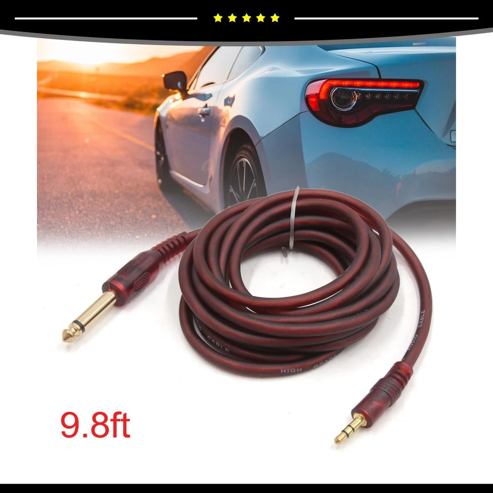 Штекер 1 9,8 фута 1/8 дюйма на штекер 1/4 дюйма TRS автомобильный стереоаудиокабель коричневый - Изображение 2 из 4