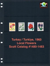 at $3.60 Scott Value - 1960 TURKEY TURKIYE Flowers Wildlife CV MNH NH UM