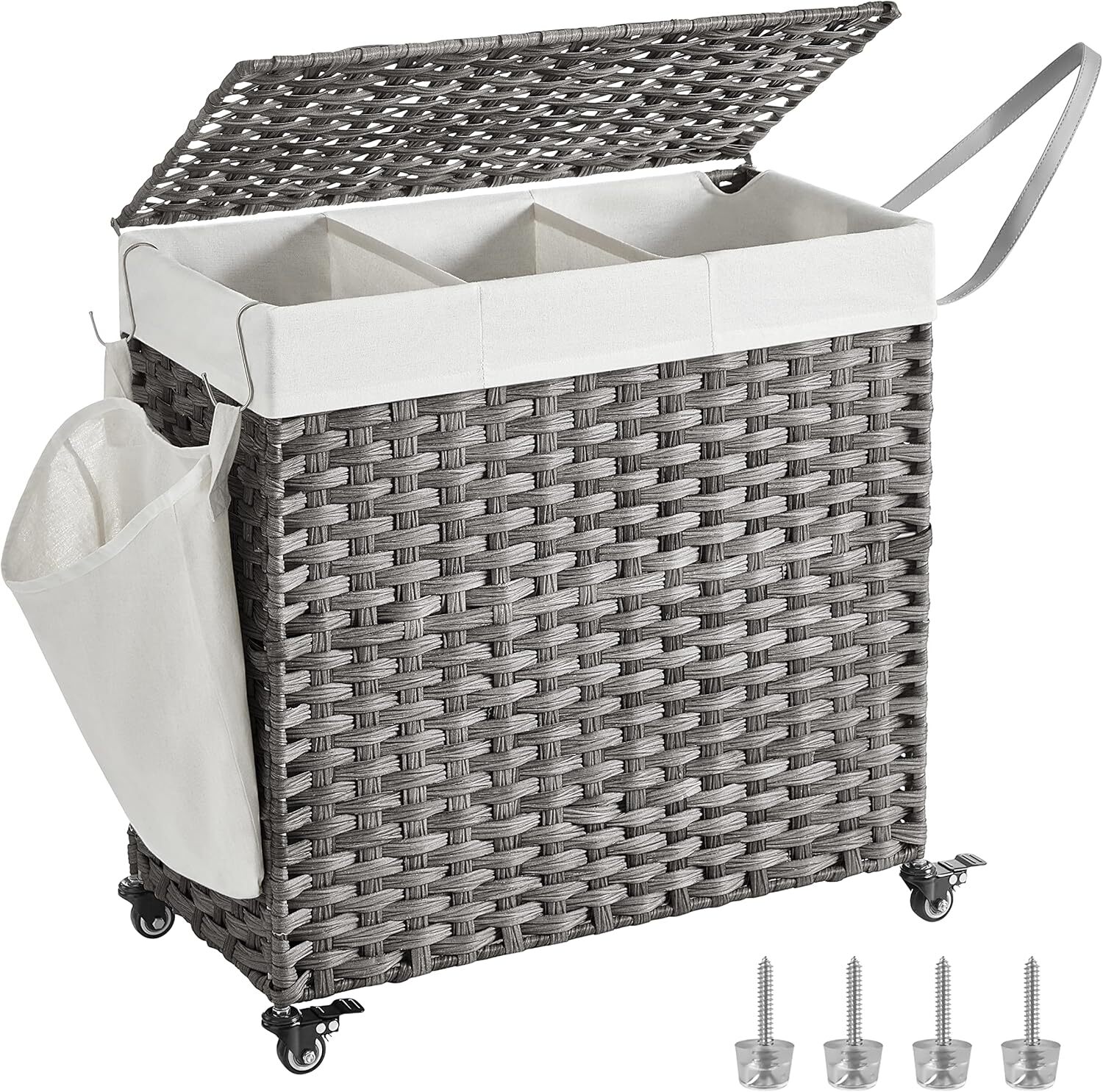 Laundry Hamper with Lid,26 x 13 x 26 Inches, Gray-image