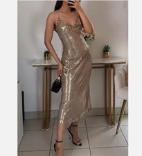 ZARA GOLD MESH SLIP DRESS XS S M L NWT