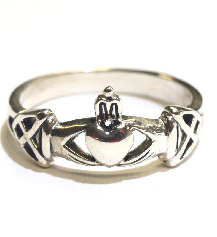 925 sterling silver claddagh Irish heart Friendship ring band 3.4g celtic estate