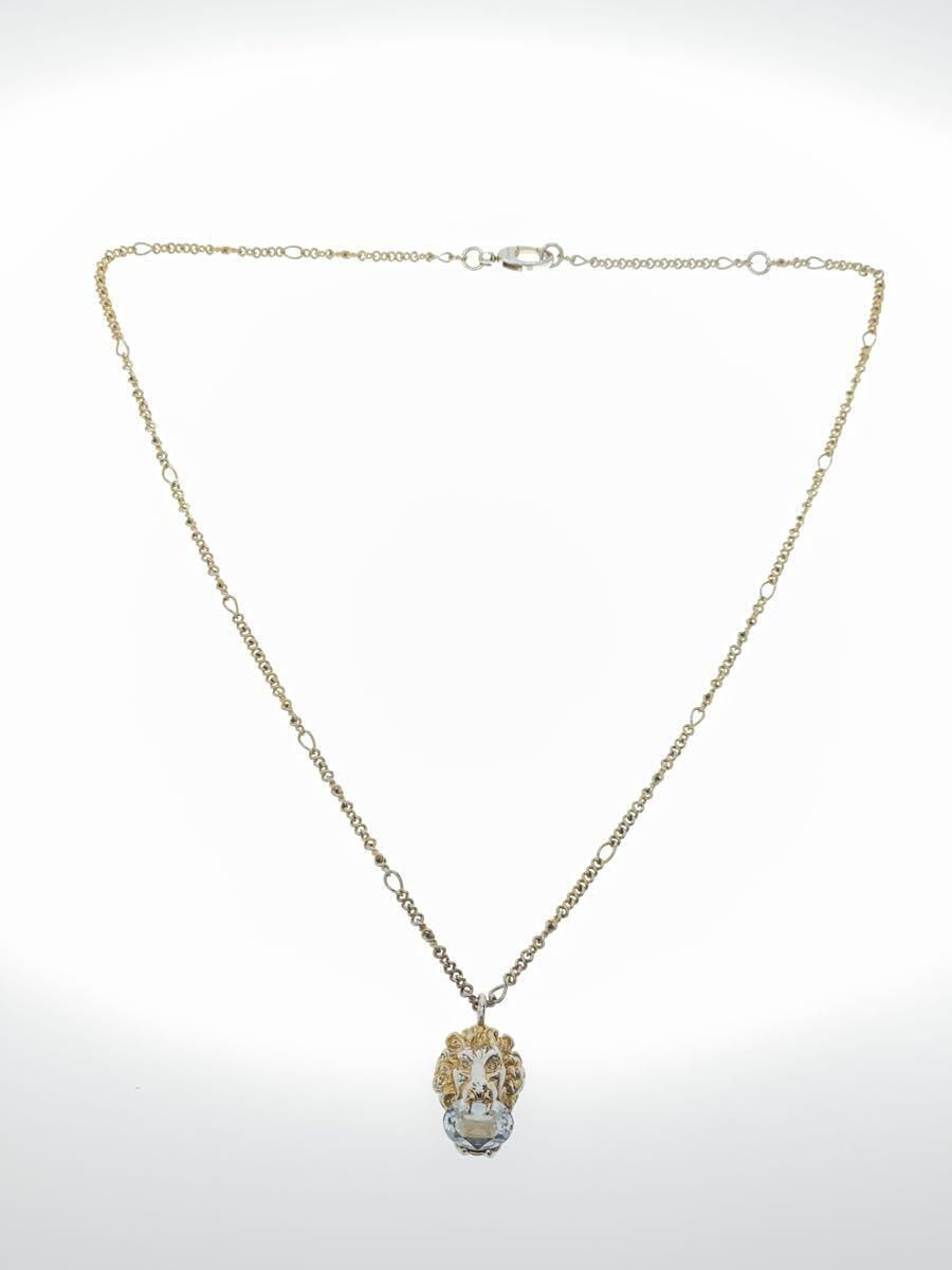 累積売上総額第1位【GUCCI★グッチ】LION HEAD NECKLACE GUCCI Men's Lion Head Crystal Plated Gold Necklace with GLD