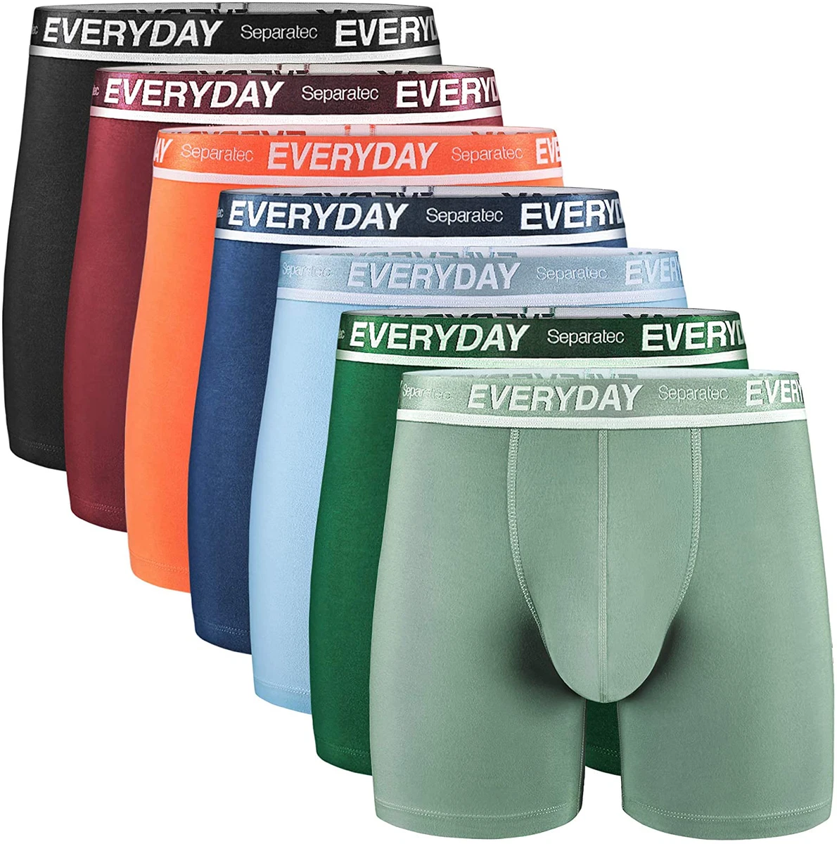 Separatec Men's 7 Pack Cotton Stretch Separated Pouch Colorful Boxer Briefs  Lrg