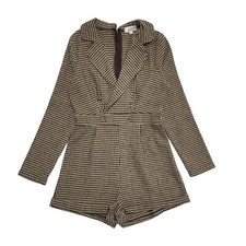 In The Style Vintage 90s Brown Check Zipped Coat Women's Size 12