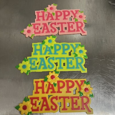24 Pieces Happy Easter Decopac Cake Lay-on Decorations Floral In 3 Colors