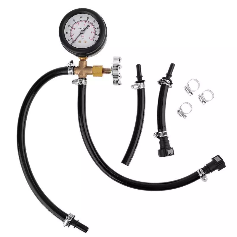 Quick Connected Fuel Injection Pump Pressure Gauge Tester w Valve 0 100PSI 7BAR