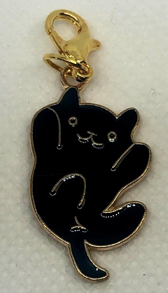 Charm Clip-On Black Cat Kitten 2 Bracelet Purse Bag Zipper