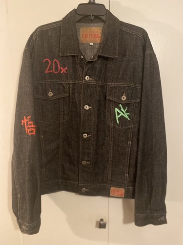 Guess Denim Graffiti Jean Jacket Mens L 