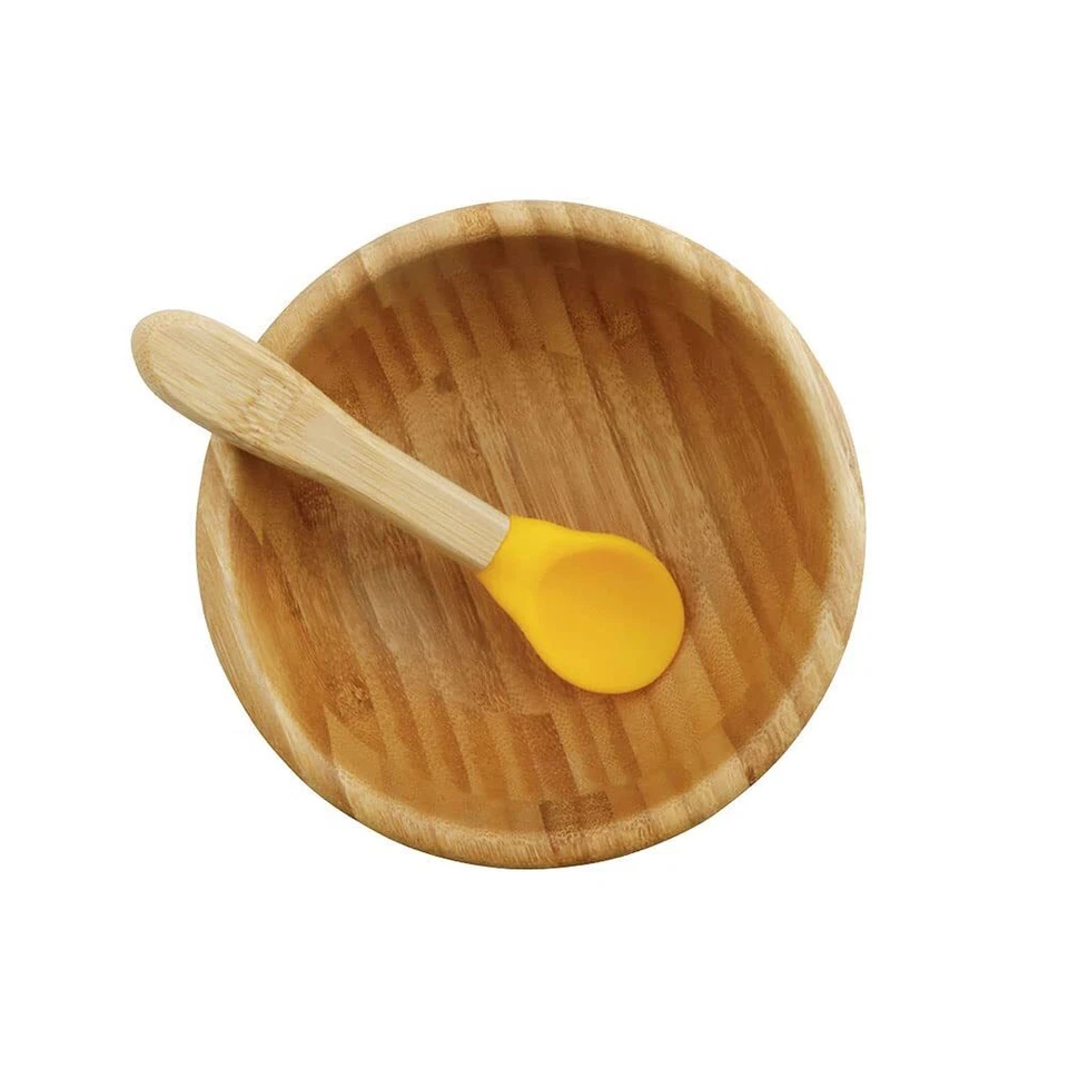 Bambusschalen-Set rund I Saugnapf-Schüssel mit Löffel - FSC-zertifiziert I to... - Bild 2 von 4
