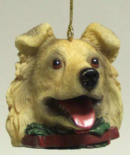 COLLIE DOG HEAD RESIN ORNAMENT 2"
