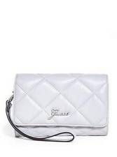 NEW GUESS KILEY LILAC GRAY QUILTED LEATHERETTE,SMARTPHONE,FLAP,WRISTLET,WALLET