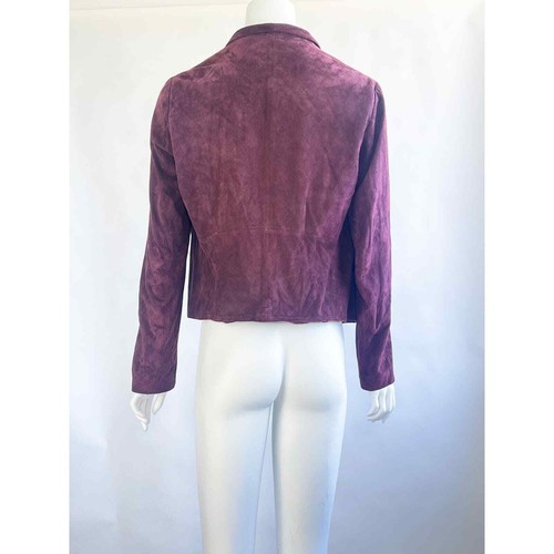 Theory Burgundy Draped Crushed Lamb Suede Jacket L - Picture 2 of 4