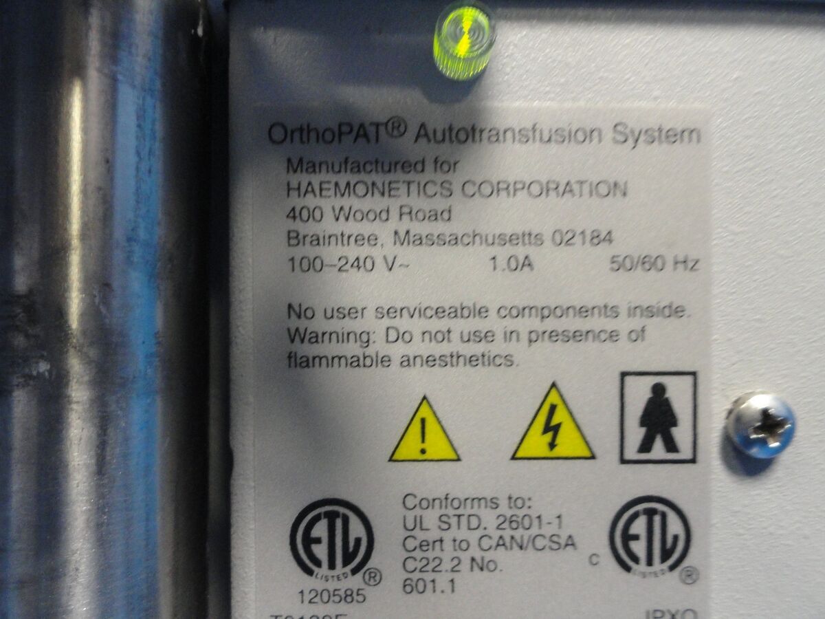 2003 Haemonetics OrthoPAT 1050-110-ENG Autotransfusion 2003 Haemonetics OrthoPAT 1050-110-ENG Autotransfusion