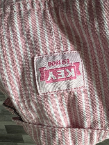 Keys farmer style pink and white striped denim Size 5 overalls - Picture 4 of 5