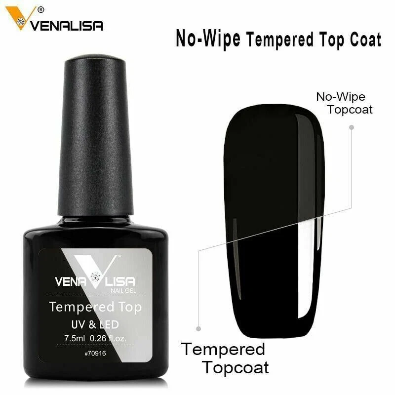 VENALISA NO-STICKY NO WIPE VETRO TEMPERATO TOP COAT UV LED GEL SMALTO UK - Immagine 3 di 4